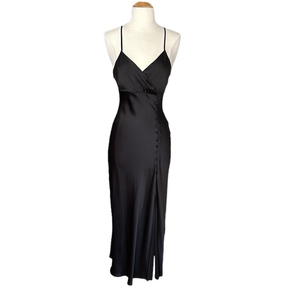 ZARA Black Slip Dress Satin Effect Dark Romance Dress, Size XS - Picture 16 of 16